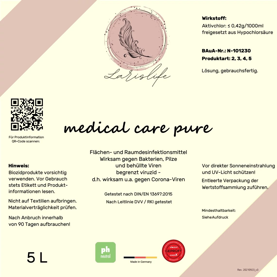 medical care pure - 5 L Flächen-, Luft- und Raumdesinfektion