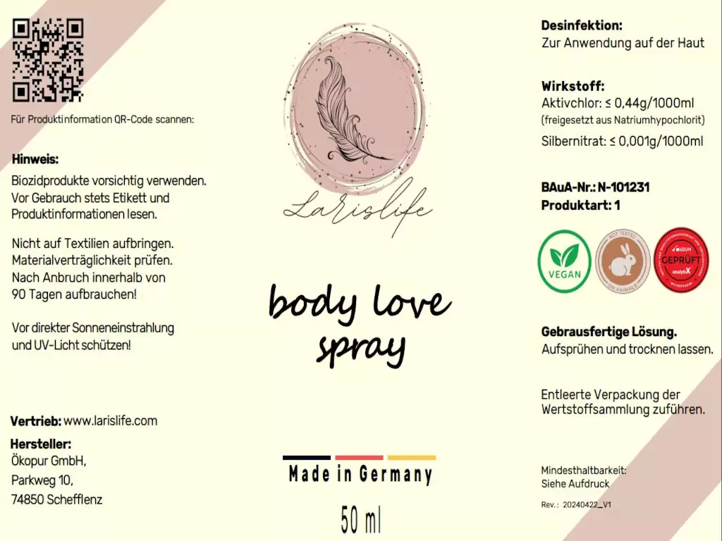 body love spray - 50 ml Haut Desinfektion