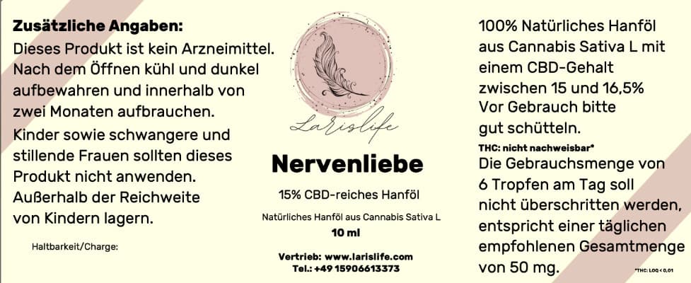 Nervenliebe Hanföl 15% CBD 10ml (6er Pack)