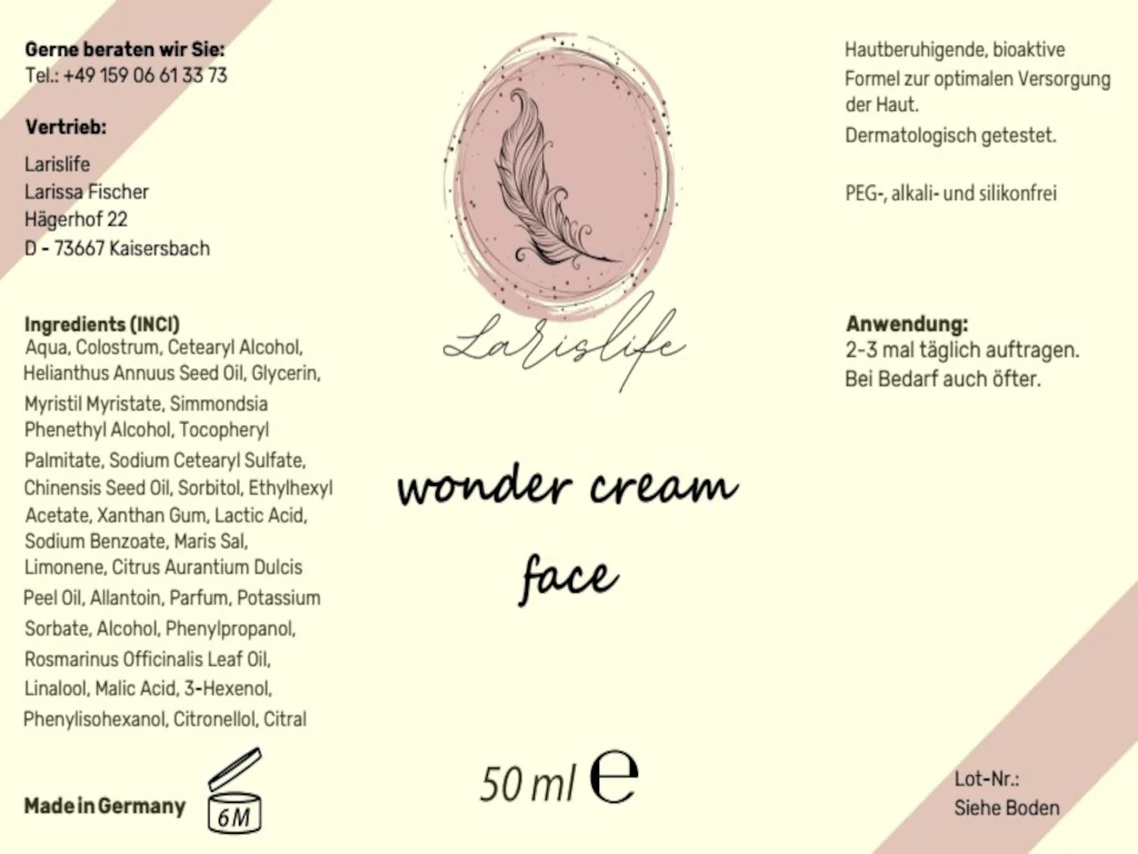 wonder cream face 50ml